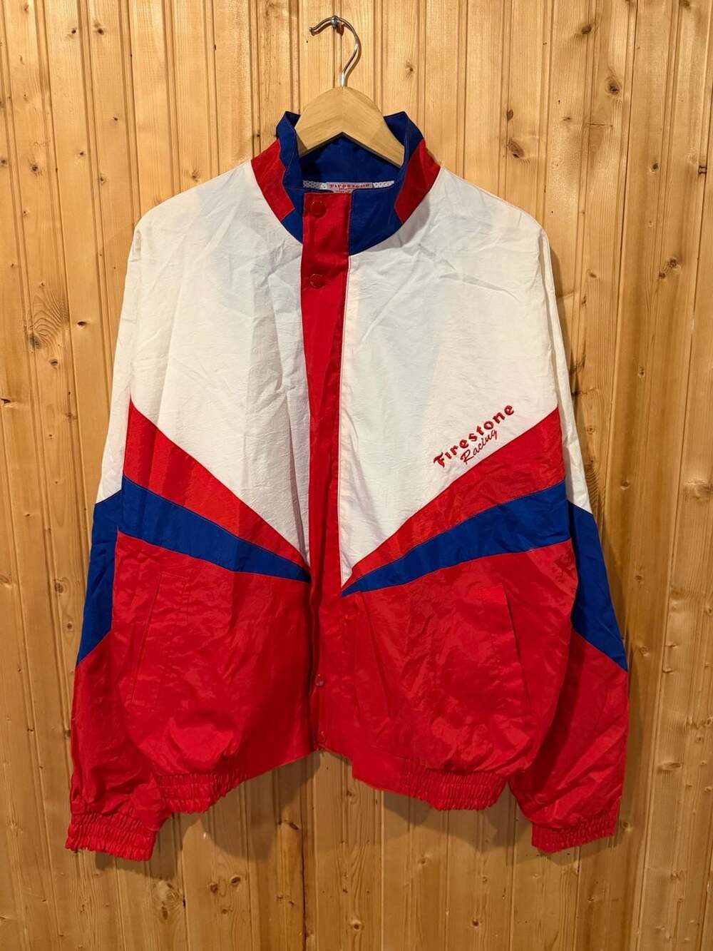 Vintage 90s Firestone Racing Colorblock Windbreaker Jacket Sz XL